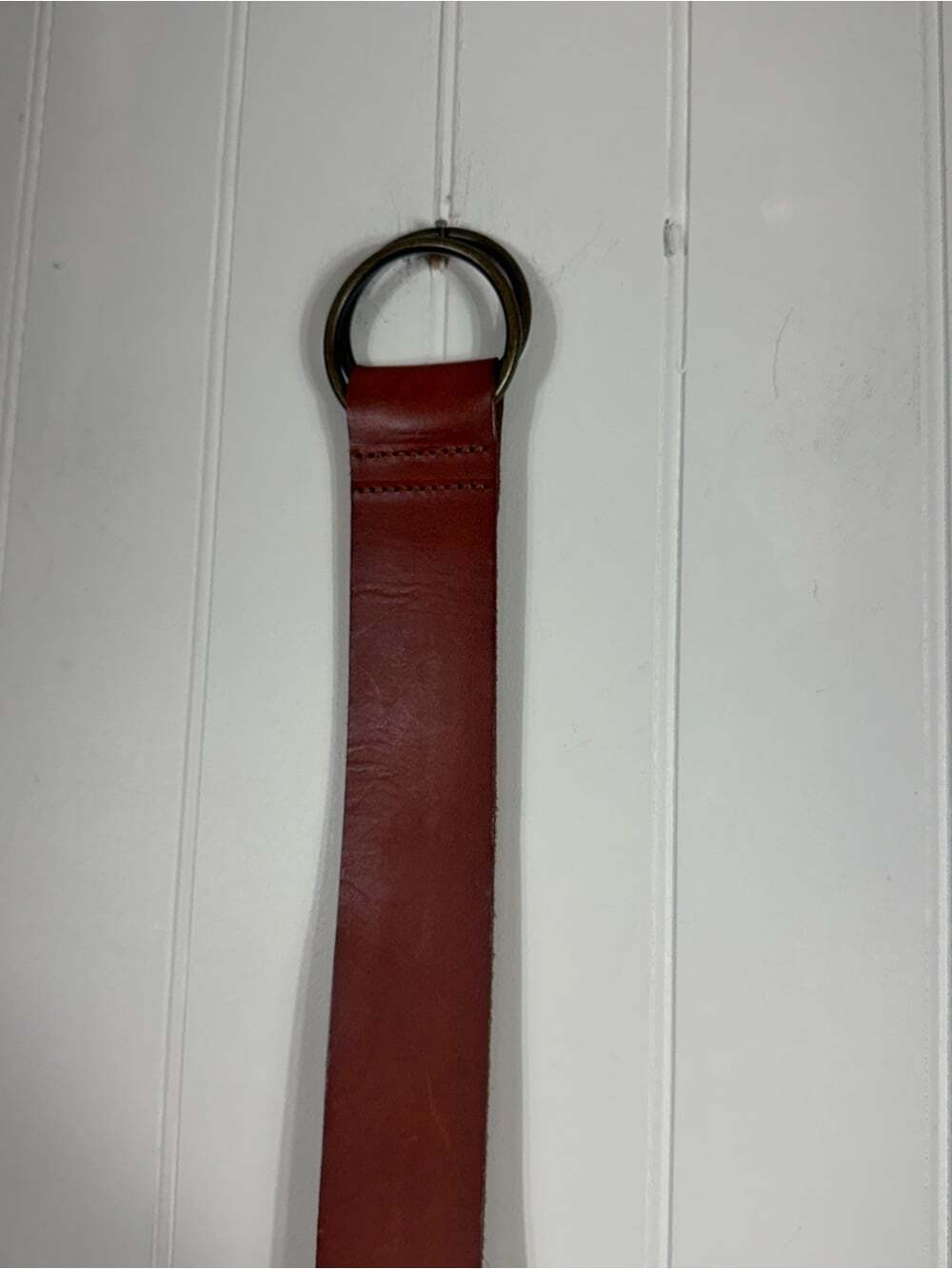 Genuine Leather Double O-Ring Waist Belt Cognac Brown Fits Up to 31” - Picture 6 of 11